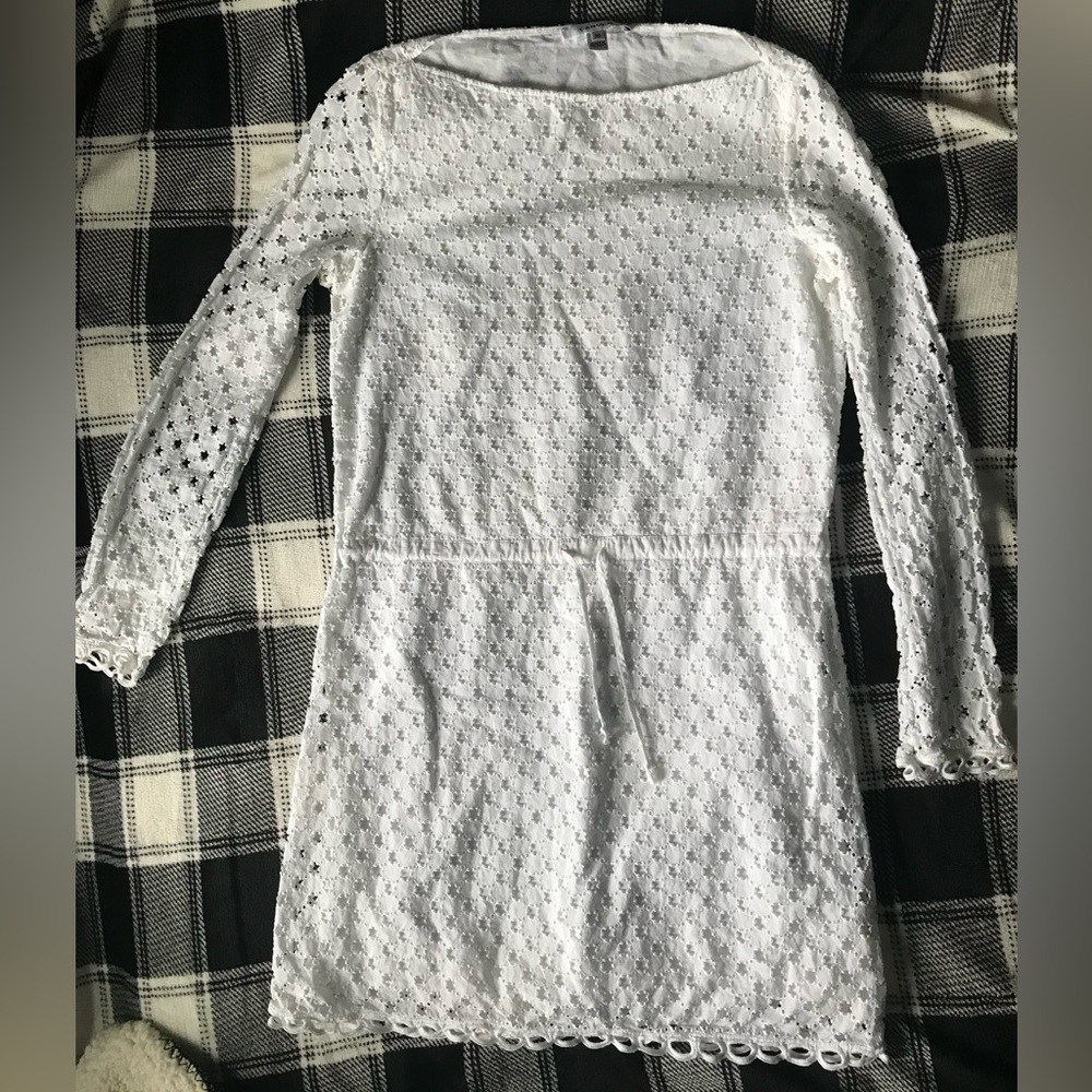 Carven womens white crochet eyelet mini dress size 36